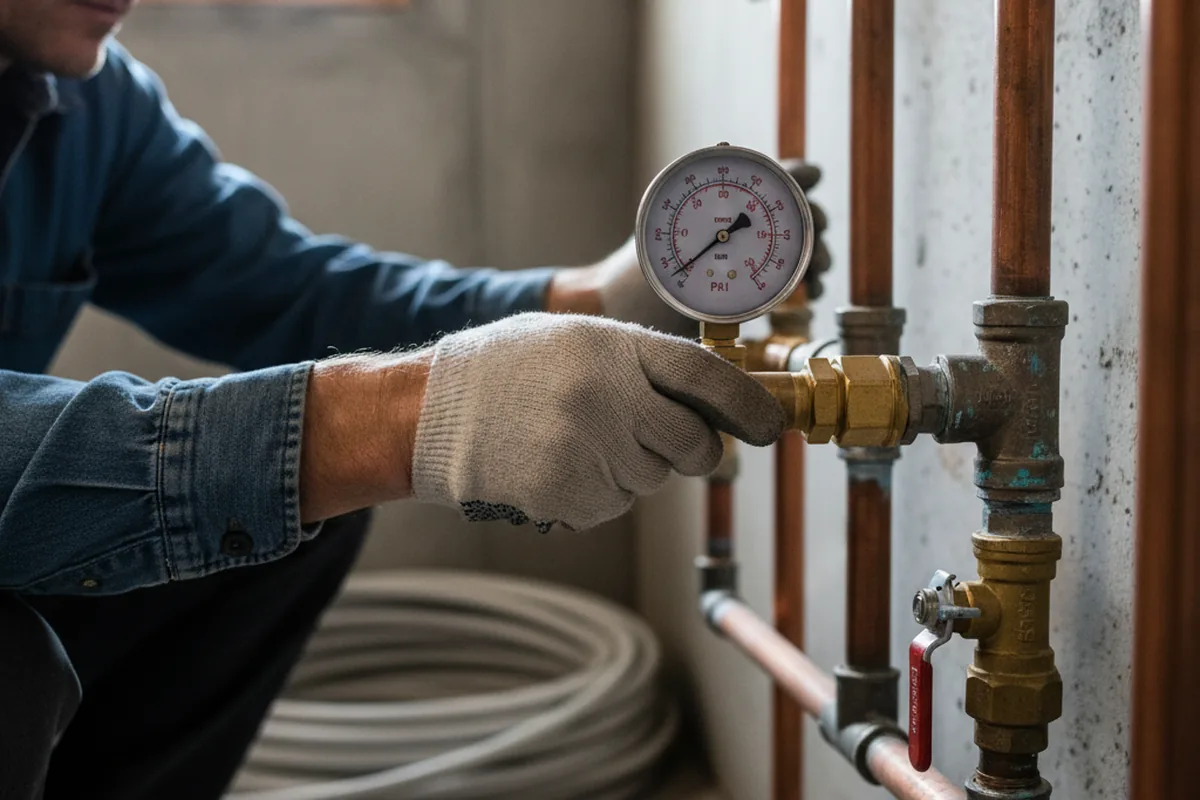Pressure testing a repaired line during Water Line Repair in Frazeysburg